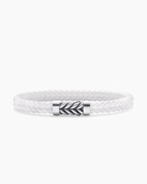 Chevron Bracelet in White Rubber with Sterling Silver, 6mm